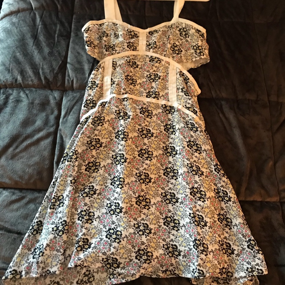 White open floral mini dress!